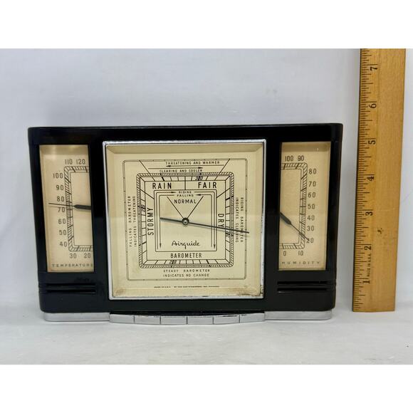 1940’s Art Deco Style Weather Station Black Bakelite Cabinet Fee and Stemwedel - Picture 12 of 15